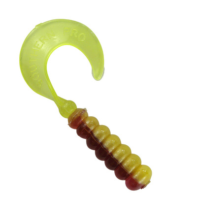 Catfish Charlie Soft Plastic Dip Bait Worms 12 Pack (Chartreuse)